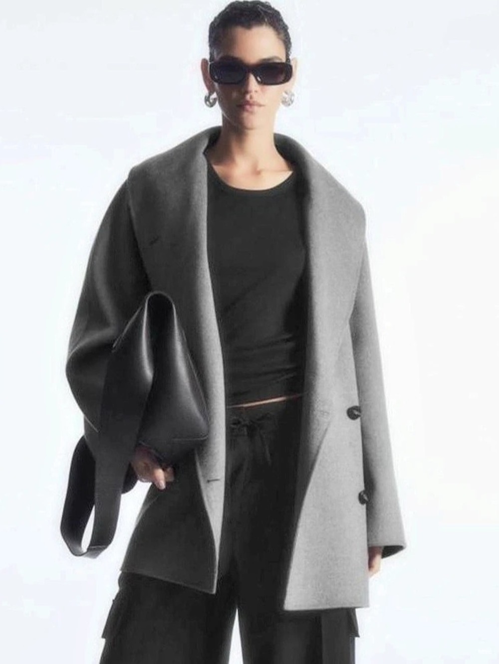 COS Oversized Shawl-Collar Wool Jacket in Gray